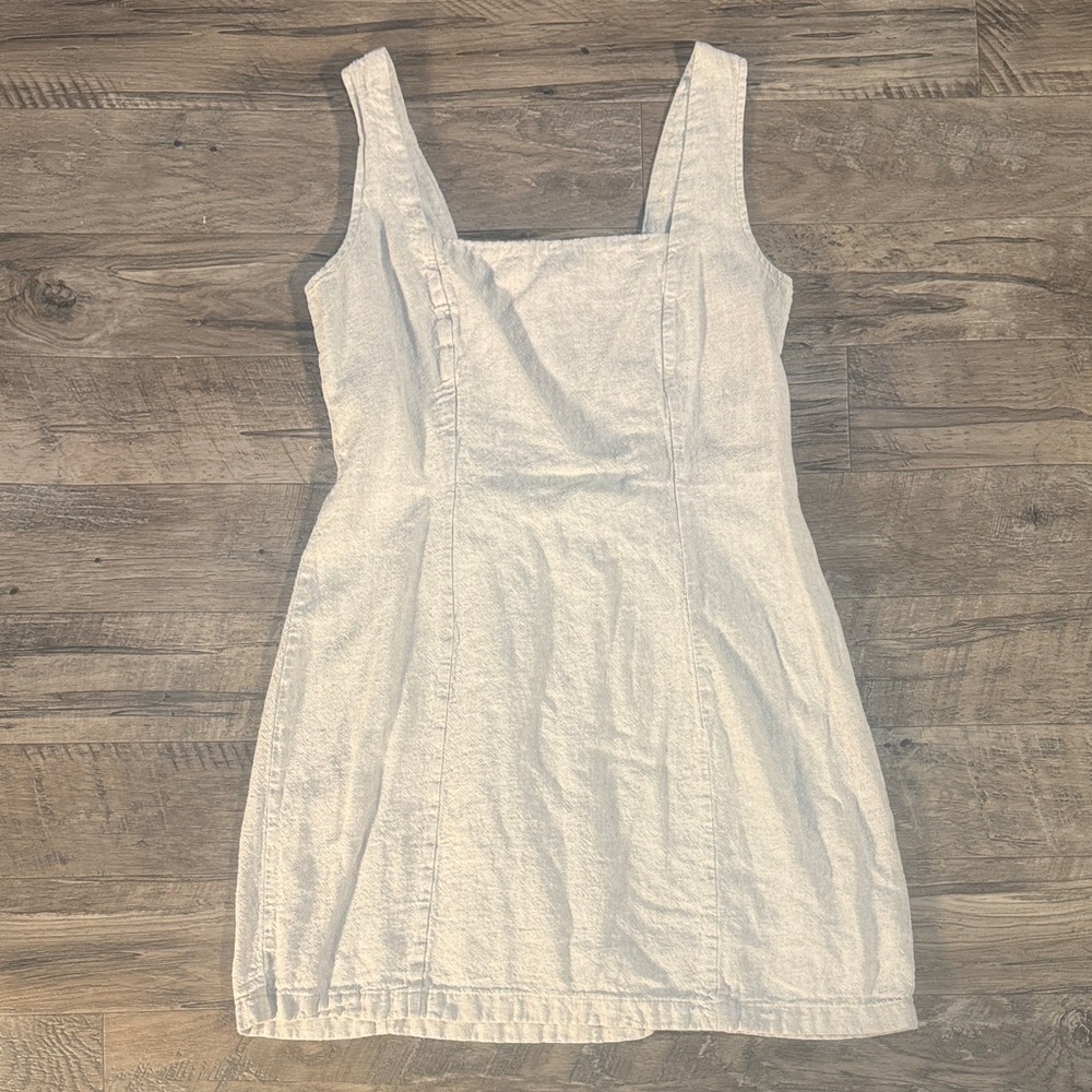 Old Navy Linen-Blend Natural Cream Color Dress w/Square Neckline - Size M